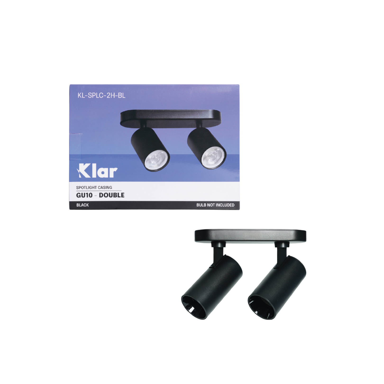 Klar Spotlight Casing GU10 Black Double Head